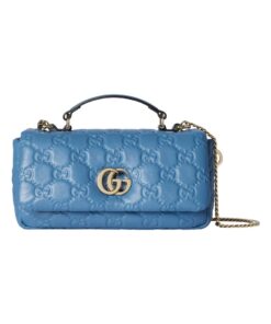 Blaue gesteppte GG-Leder-Tote-Tasche 21.1cm