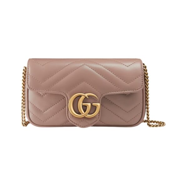 Zartrosa Matelassé-Leder Super-Mini-Tasche 21.1cm