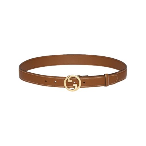 Braunes Leder mit Kontrastnähten 3cm