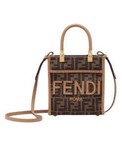 Mini Tasche aus braunem FF-Stoff  17.5cm