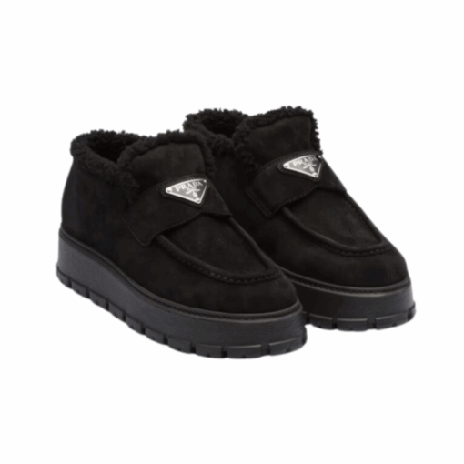 Loafer-Stiefeletten aus Wildleder Schwarz