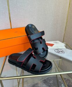 Alternative view of Cyprus Sandals Schwarz mit roten Rändern