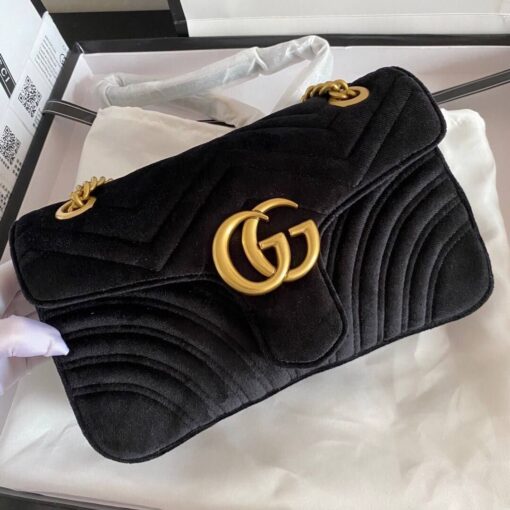 GG Marmont Velvet Schwarz 26 cm – Bild 2