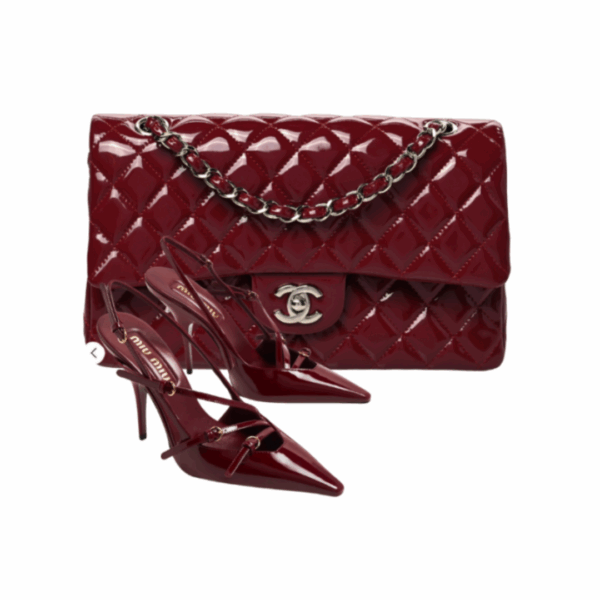 Set: Tasche, Heels Bordeauxrot