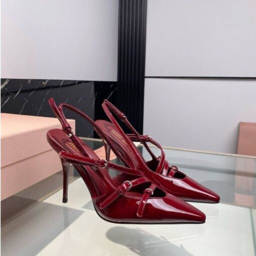 Slingback-Pumps mit Schnalle Bordeauxrot – Bild 2