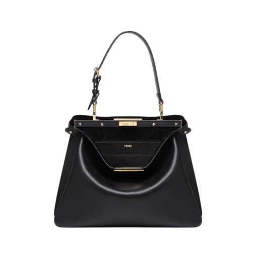 Schwarze Ledertasche 25.5cm – Bild 2