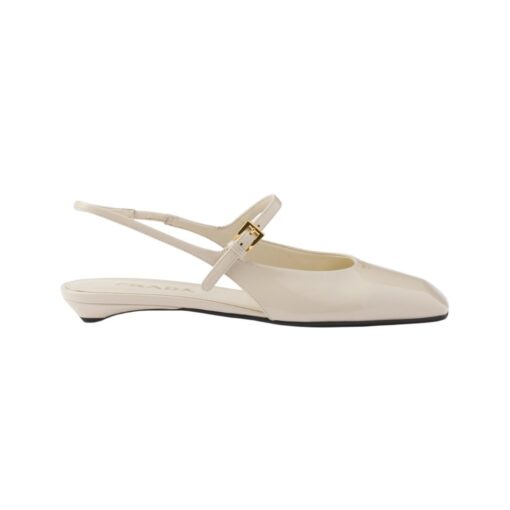 Lackleder Slingback-Ballerinas Elfenbein 1.5cm – Bild 2