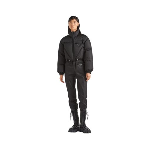 Nylon Gabardine Daunenjacke Schwarz – Bild 2