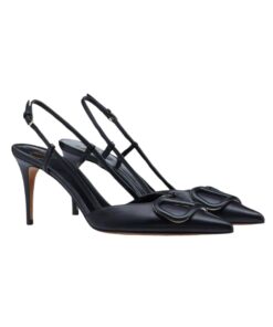 Alternative view of Schwarzer Kalbsleder Slingback-Pumps 80cm