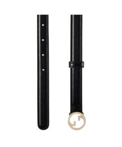 Alternative view of Schmaler Gürtel aus schwarzem Leder 2cm