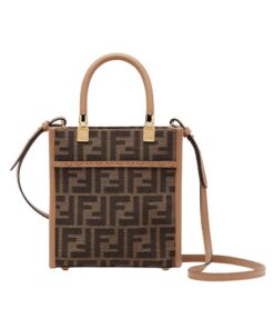 Alternative view of Mini Tasche aus braunem FF-Stoff  17.5cm