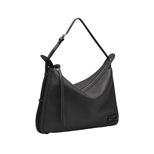 Schwarze Ledertasche  28cm – Bild 3