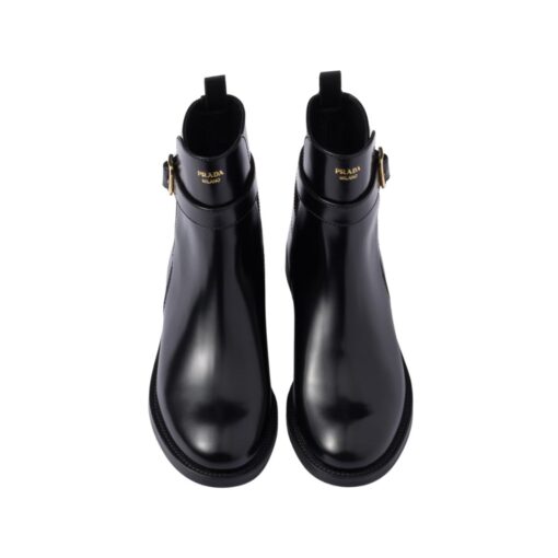 Stiefeletten aus gebürstetem Leder mit Riemen – Bild 3