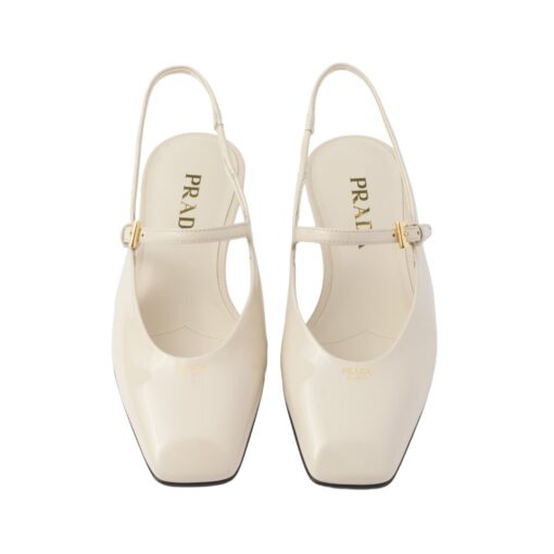 Lackleder Slingback-Ballerinas Elfenbein 1.5cm – Bild 3