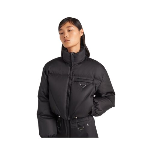 Nylon Gabardine Daunenjacke Schwarz – Bild 3