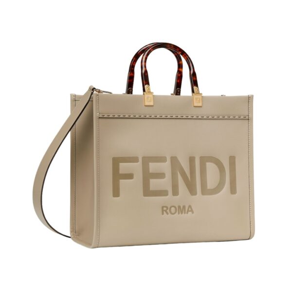 Taubengraue Leder-Shoppingtasche 31cm – Bild 3