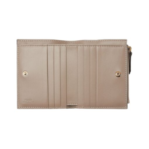 Brieftasche aus graubraunem Nappaleder mit FF-Muster 9.5cm – Bild 4
