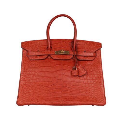 Sanguine Matt Alligator mit Gold-Beschlägen 35cm