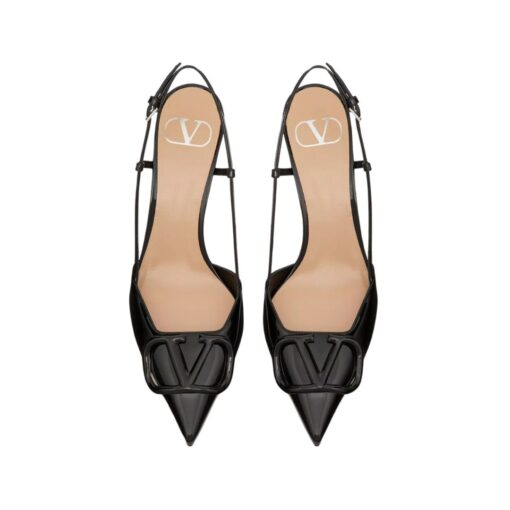 Leder Slingback Pumpe schwarz 80cm – Bild 4