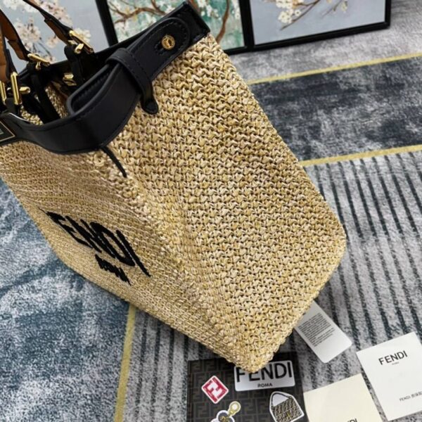 Medium Raffia Peekaboo X-Tote Beige 41 cm – Bild 6