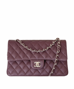 11.12 Genarbtes Leder Bordeaux/Silbern 25.5 cm