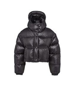 Gekürzte Daunenjacke Schwarz