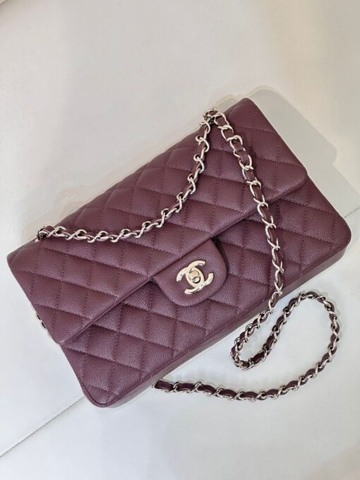 11.12 Genarbtes Leder Bordeaux/Silbern 25.5 cm – Bild 2