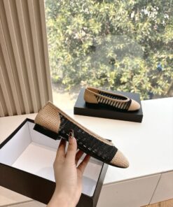 Alternative view of Raffia Ballet Flats Schwarz und Beige