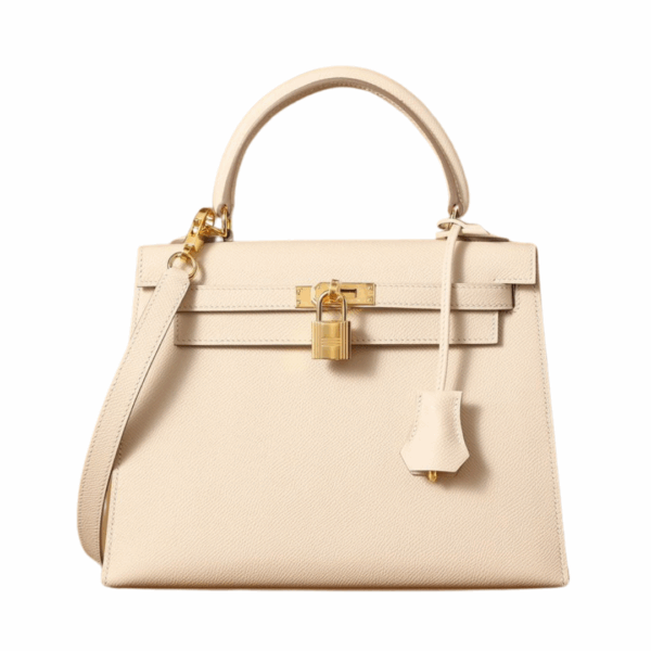 Kelly 25 Epsom Creme/Golden