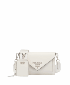 Saffiano-Leder-Kuvert-Tasche Weiß 20 cm